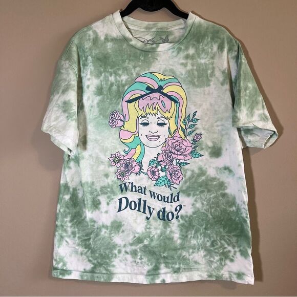 ✨ Dolly Parton Green Tie Dye What Would Dolly Do Shirt XS/S - Picture 1 of 10